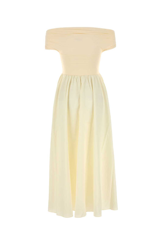 STRAPLESS_MIDI_DRESS_WITH_LYCRA_TOP_AND_POPELINE_S_DORADRESSLYCRA_SAND_Image_2