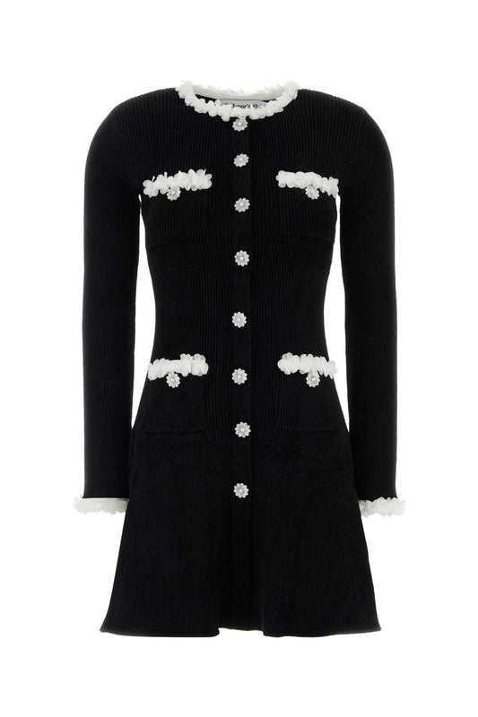 BLACK_CHENILLE_KNIT_FLOWER_TRIM_MINI_DRESS_AW26099SB_BLACK_Image_1