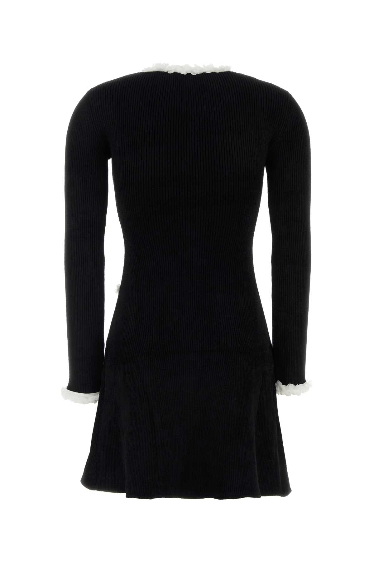 BLACK_CHENILLE_KNIT_FLOWER_TRIM_MINI_DRESS_AW26099SB_BLACK_Image_2