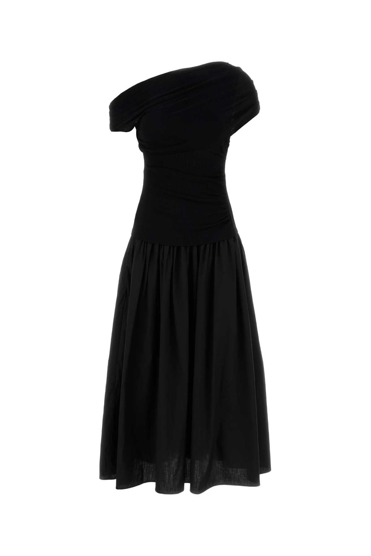 BLACK_COTTON_DRAPED_KNIT_MIDI_DRESS_RS26108MB_BLACK_Image_1