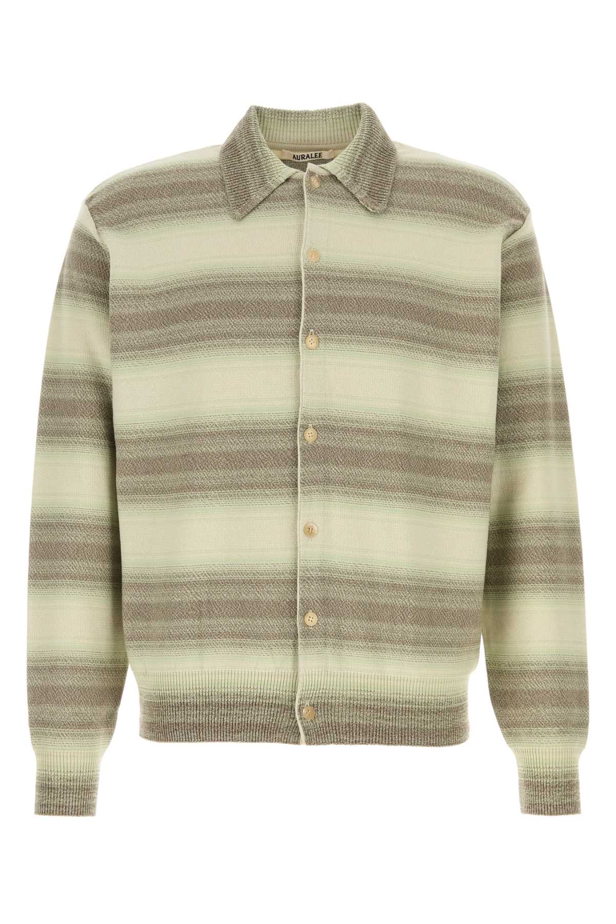 COTTON_SILK_GRADIENT_STRIPE_KNIT_SHIRT_CARDIGAN_A26SC01GB_LIME_GRAY_STRIPE_Image_1