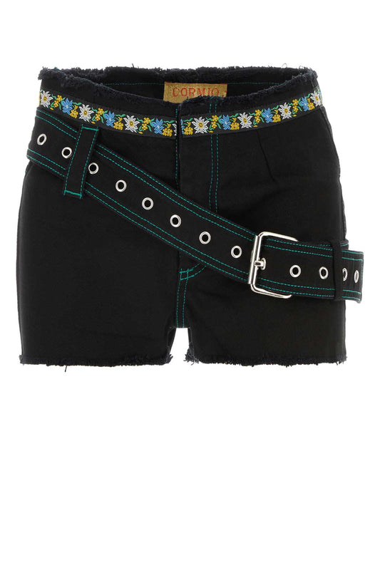 FITTED_DENIM_SHORTS_WITH_BELT_AND_BACK_POCKETS_ROBINSHORTS_BLACK_Image_1