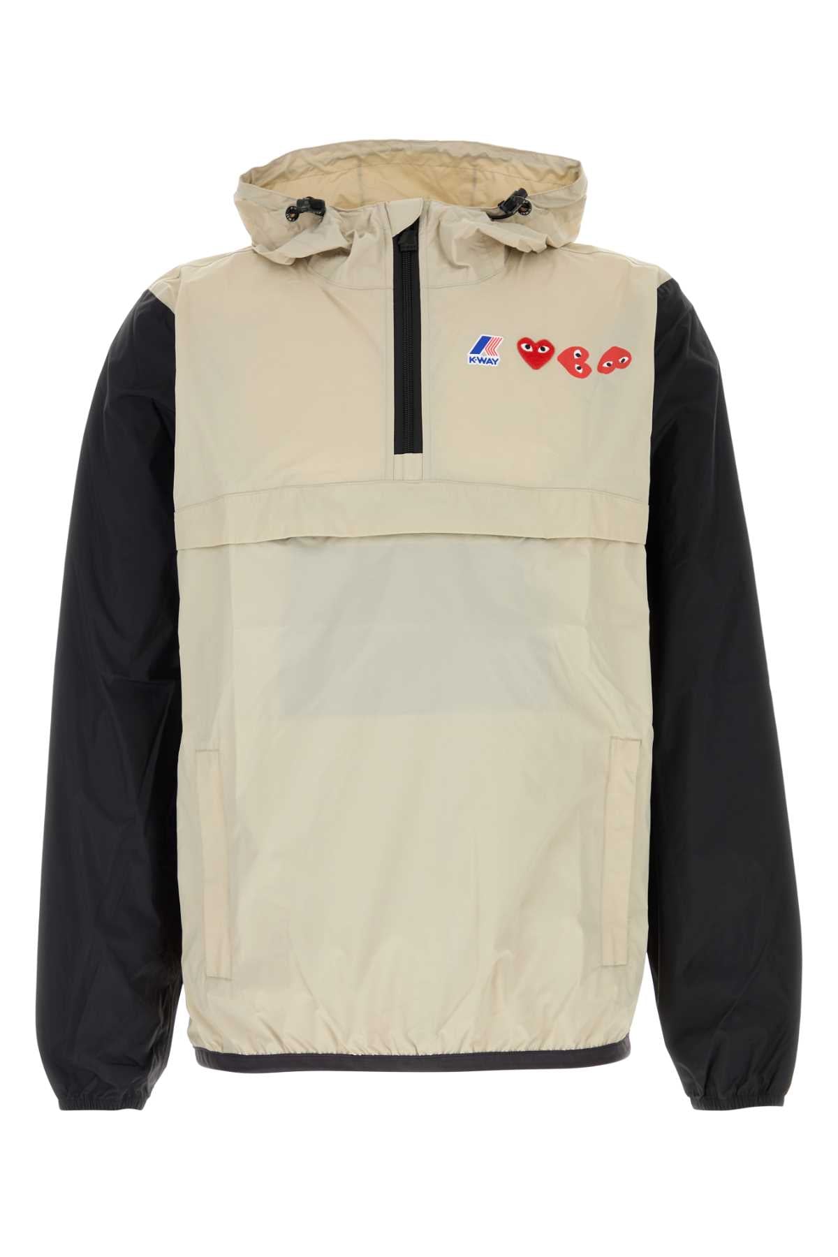 K-WAY_FULL_ZIP_JACKET_RED_EMBLEM_AZJ506051_BEIGEBLACK_Image_1
