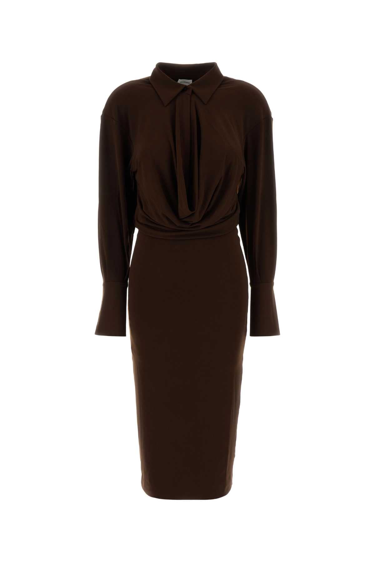 LILIA_MIDI_DRESS_-_DEEP_V_COLLAR_MIDI_DRESS_T200108ATJP199_DARKBROWN_Image_1
