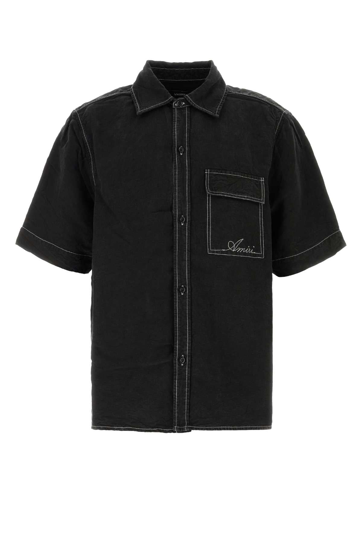 SCRIPT_LINEN_GD_PKT_SS_SHIRT_AMTOSH1156_BLACK_Image_1