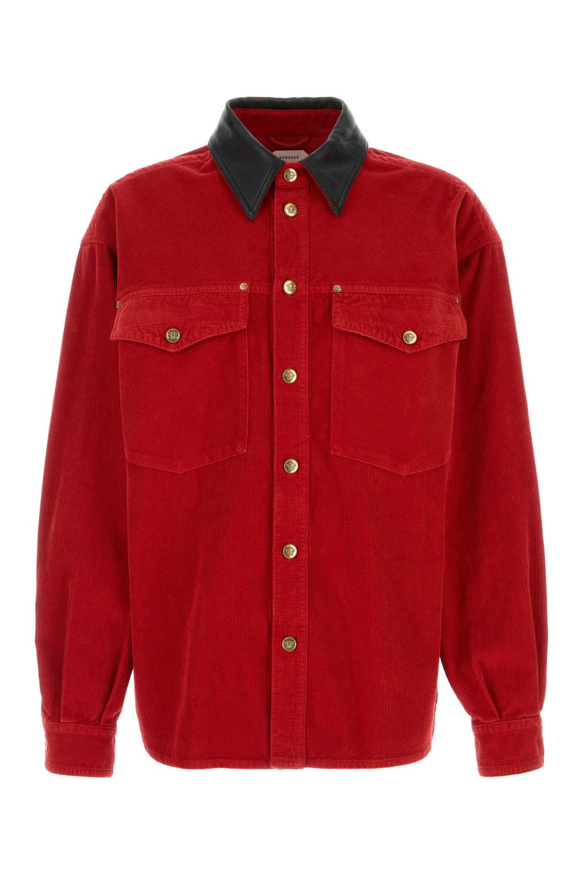 SHIRT_DENIM_GARMENT-DYED_VELVET_FABRIC_WITH_LEATHE_10267711A19167_1DA80_Image_1
