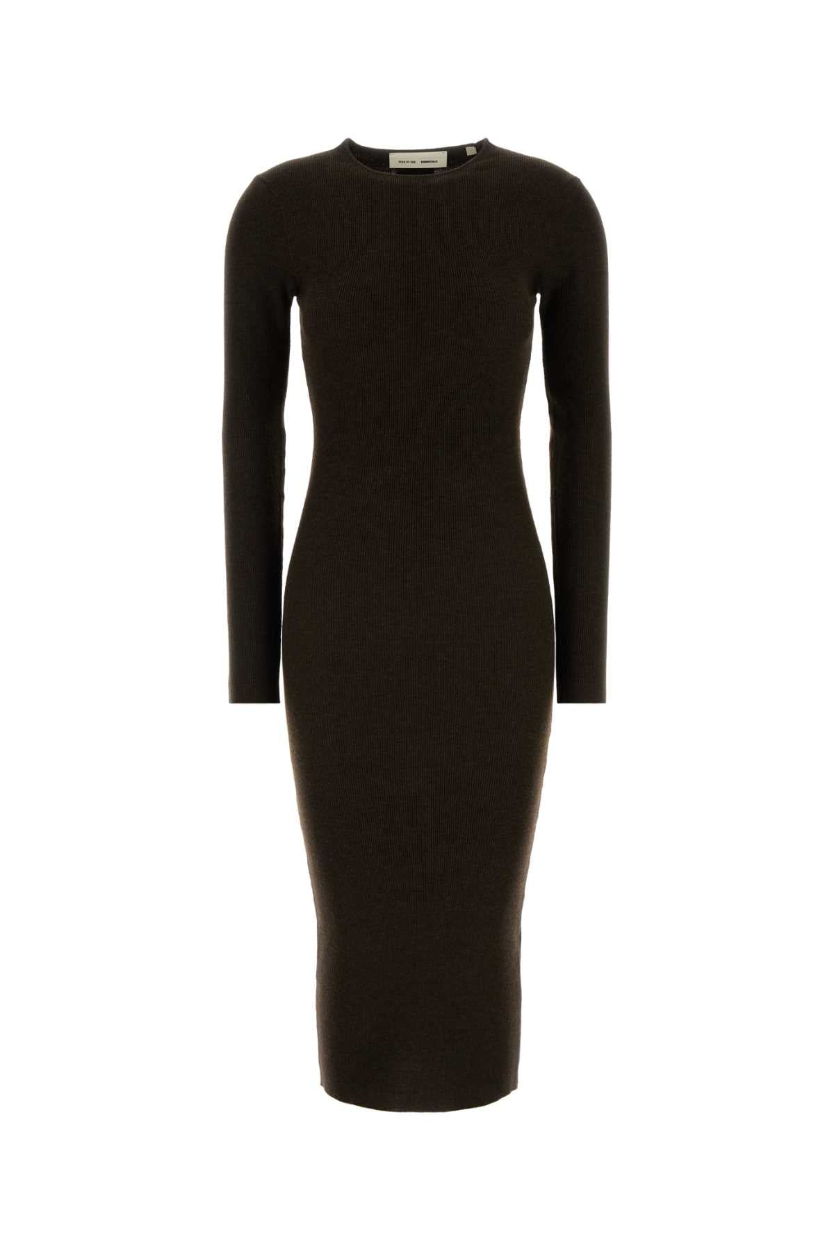 Womens_Rib_Long_Sleeve_Dress_192HO259022FW_BROWN_Image_1